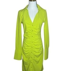 🍋 H&M Lime Green Draped Shirt Dress – Size XL – NWT 🍋  
$28 — New with Tags